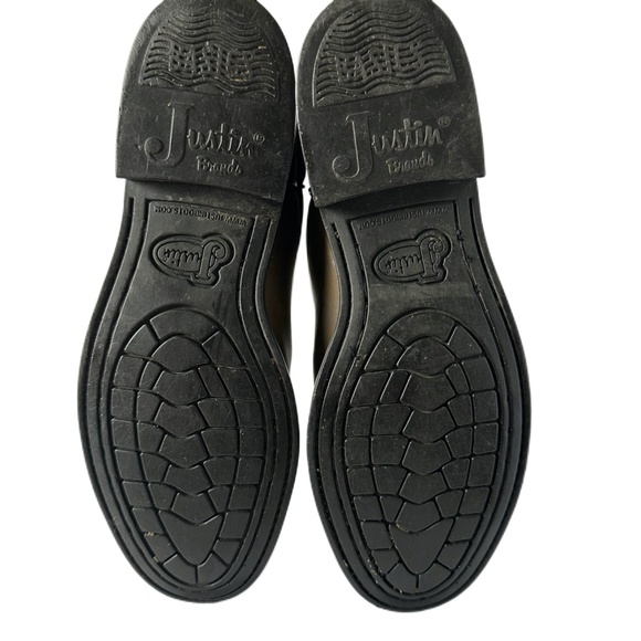 JUSTIN BOOTS BASICS JBL3001 7.5 B Brown Leather Mid-Calf Boot Western Roper Work - Picture 10 of 13